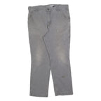 CARHARTT Mens Relaxed Grey Workwear Cotton Blend Trousers W38 L30 Durable Zip