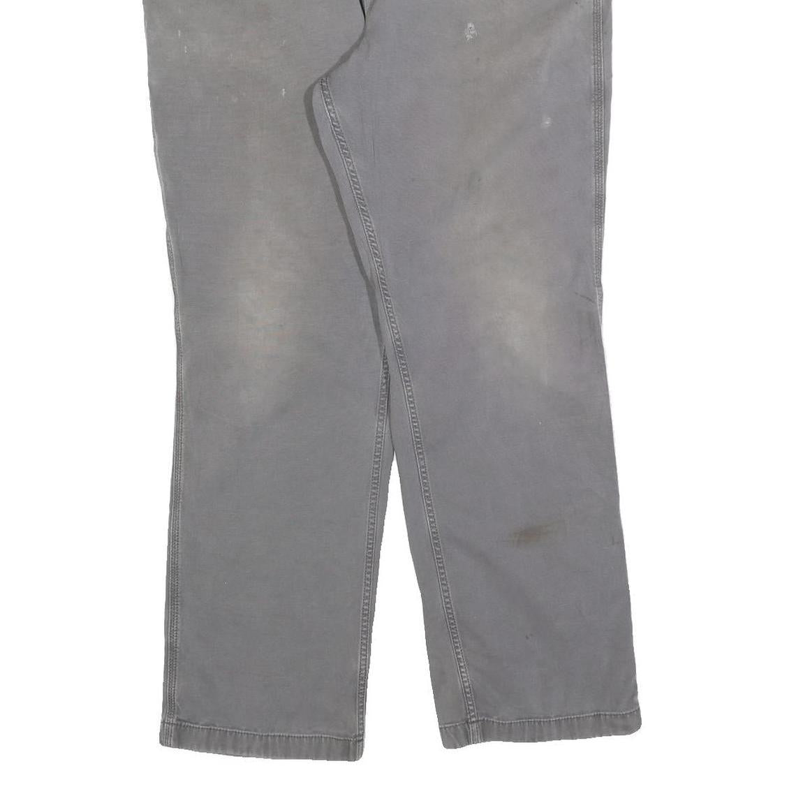 CARHARTT Mens Relaxed Grey Workwear Cotton Blend Trousers W38 L30 Durable Zip