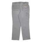 CARHARTT Mens Relaxed Grey Workwear Cotton Blend Trousers W38 L30 Durable Zip