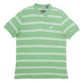 CHAPS Mens Green & White Striped Short Sleeve Polo Shirt L Cotton Classic