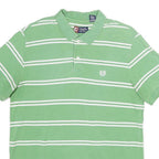 CHAPS Mens Green & White Striped Short Sleeve Polo Shirt L Cotton Classic