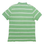 CHAPS Mens Green & White Striped Short Sleeve Polo Shirt L Cotton Classic