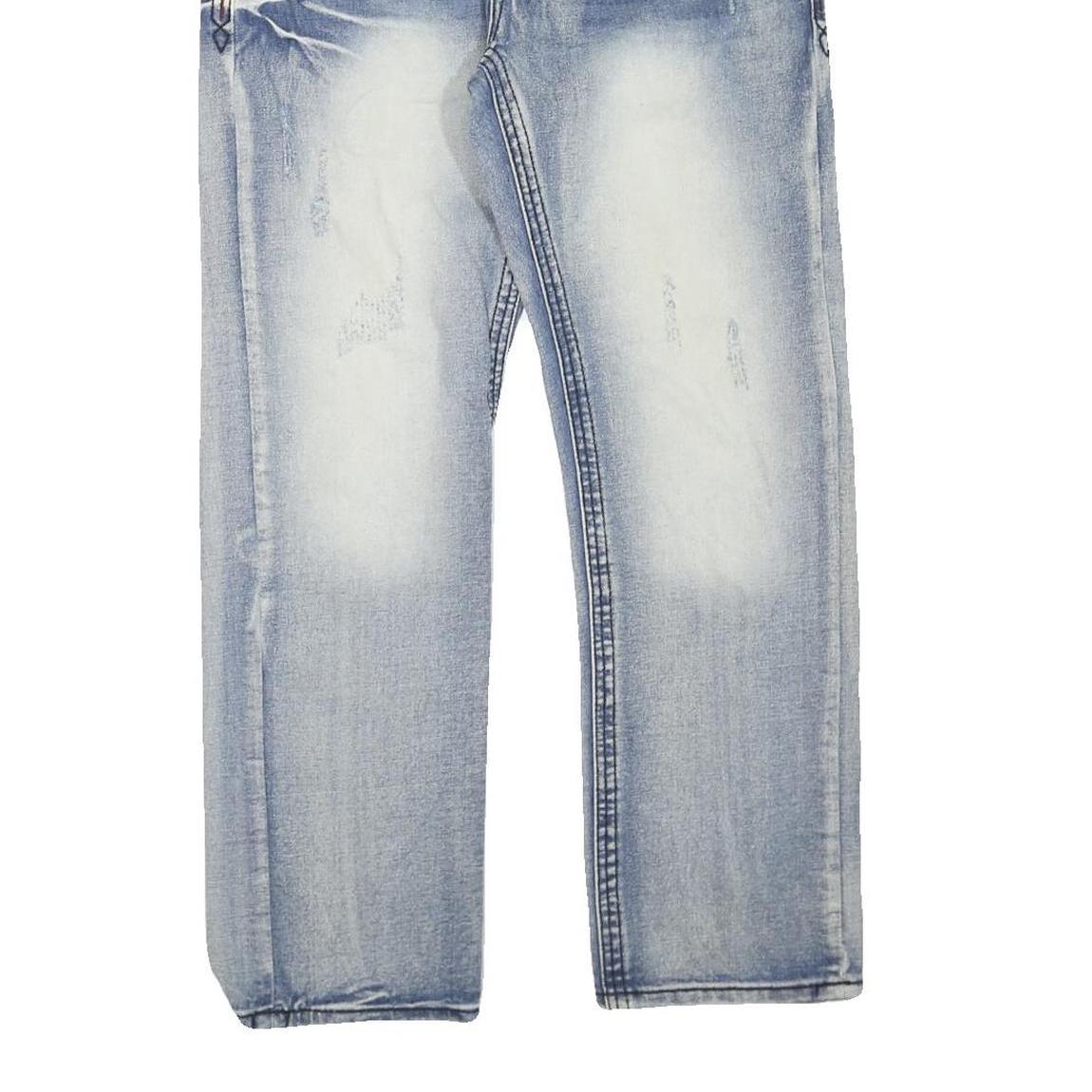 NATION OF SAINTS Mens Jeans Blue Regular Straight Denim Medium W32 L27 Zip