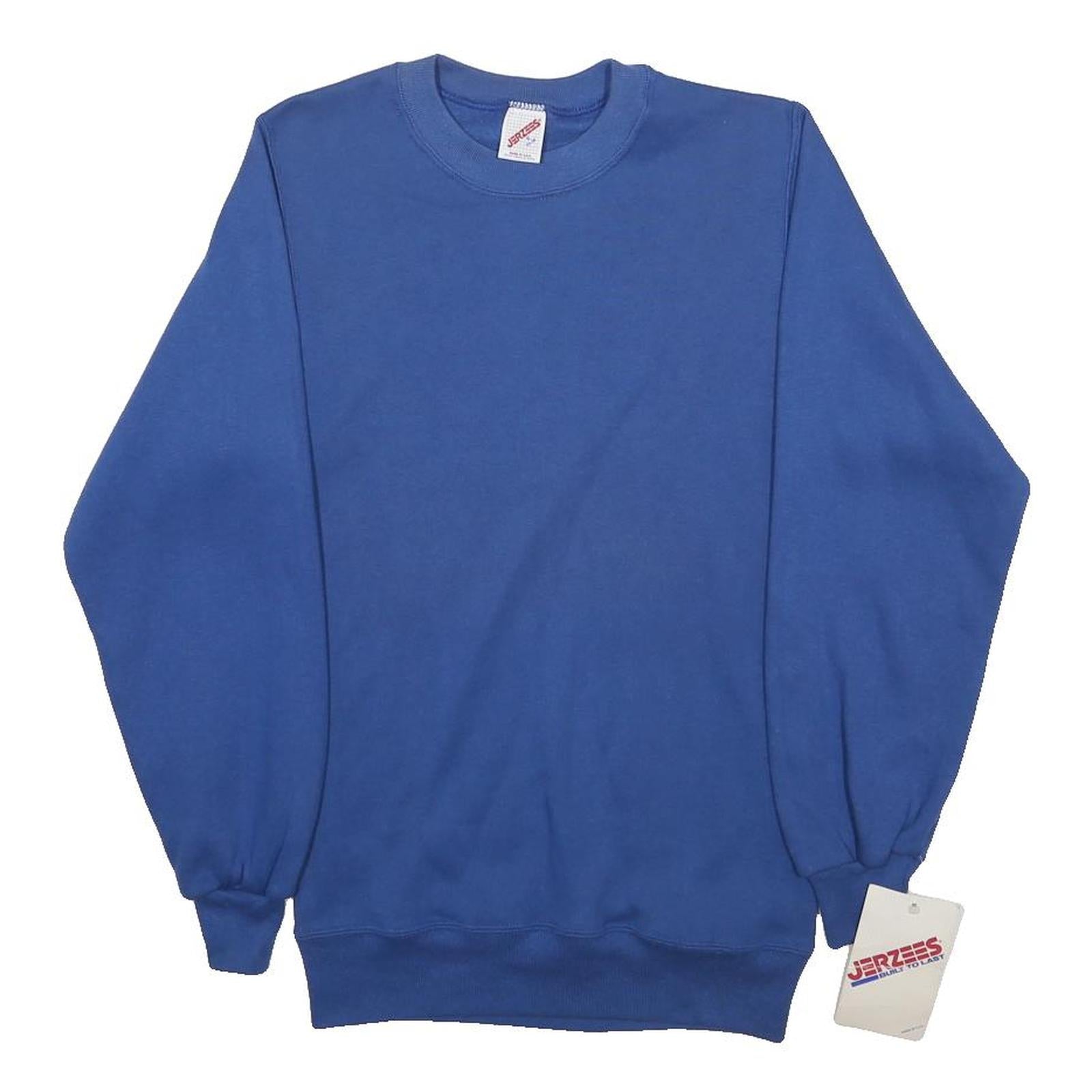 JERZEES Womens Blue Crew Neck S Plain Cotton Blend Sweatshirt Pullover