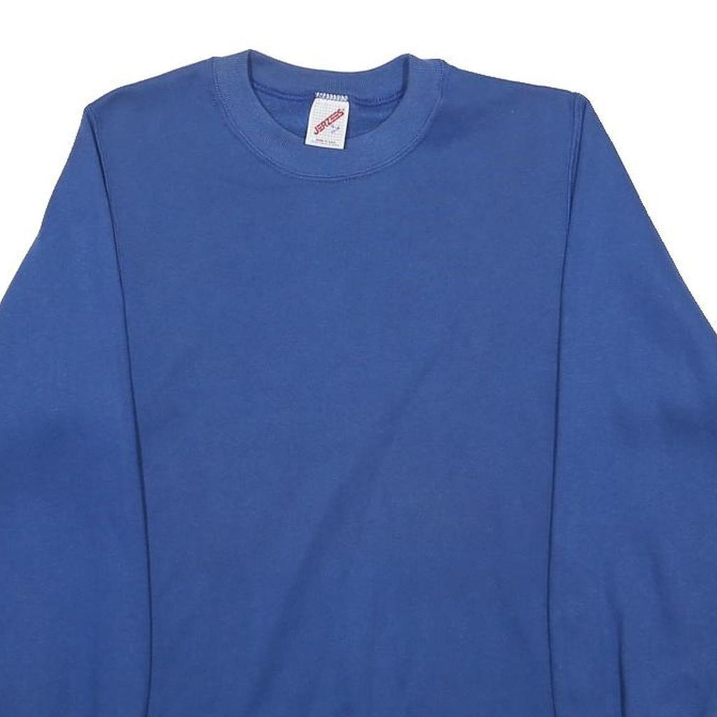 JERZEES Womens Blue Crew Neck S Plain Cotton Blend Sweatshirt Pullover