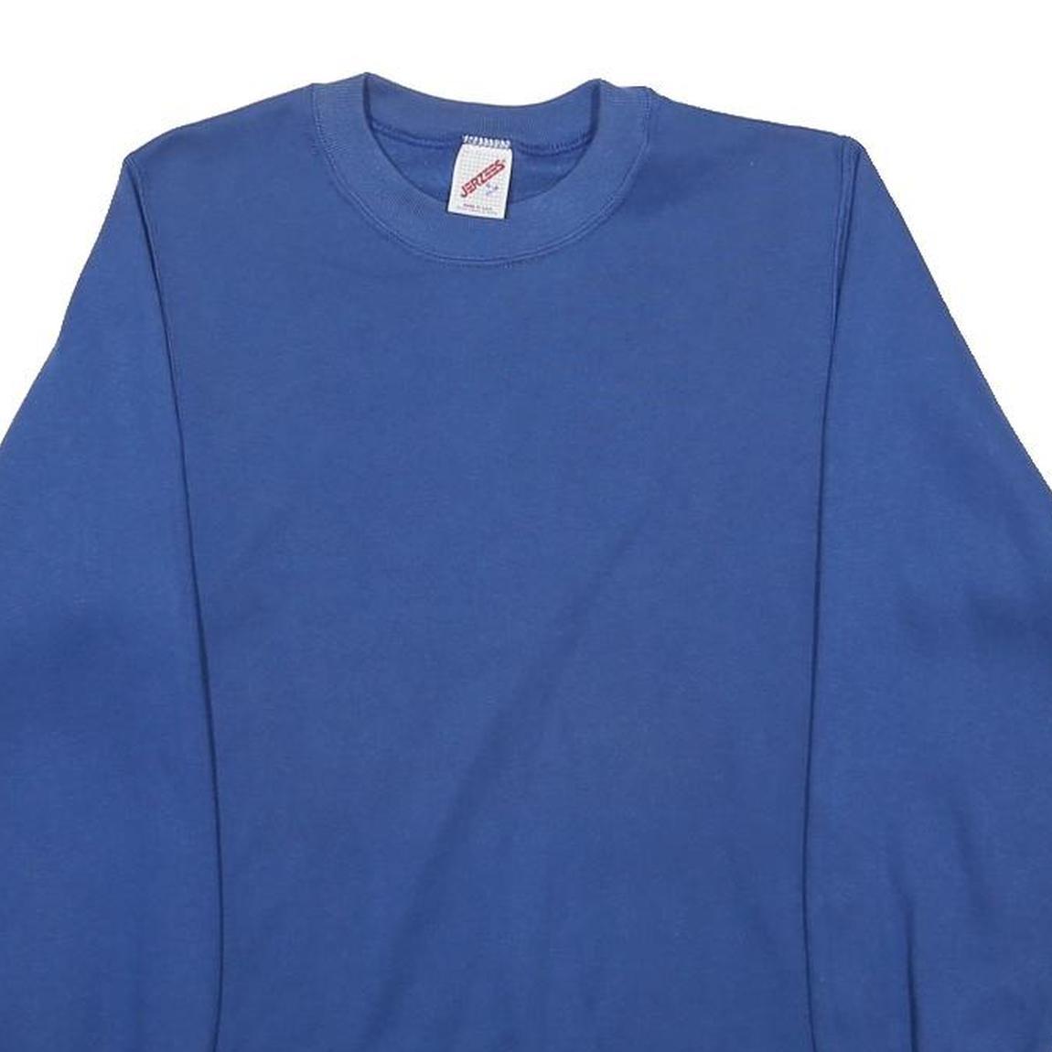 JERZEES Womens Blue Crew Neck S Plain Cotton Blend Sweatshirt Pullover