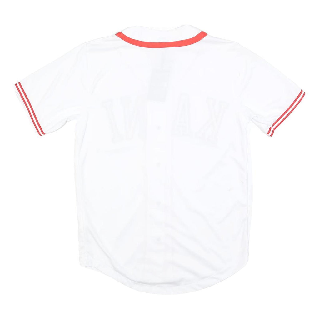 KARL KANI Mens White Red KANI Graphic T-Shirt S Short Sleeve V-Neck Button
