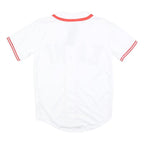 KARL KANI Mens White Red KANI Graphic T-Shirt S Short Sleeve V-Neck Button