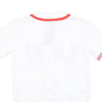 KARL KANI Mens White Red KANI Graphic T-Shirt S Short Sleeve V-Neck Button