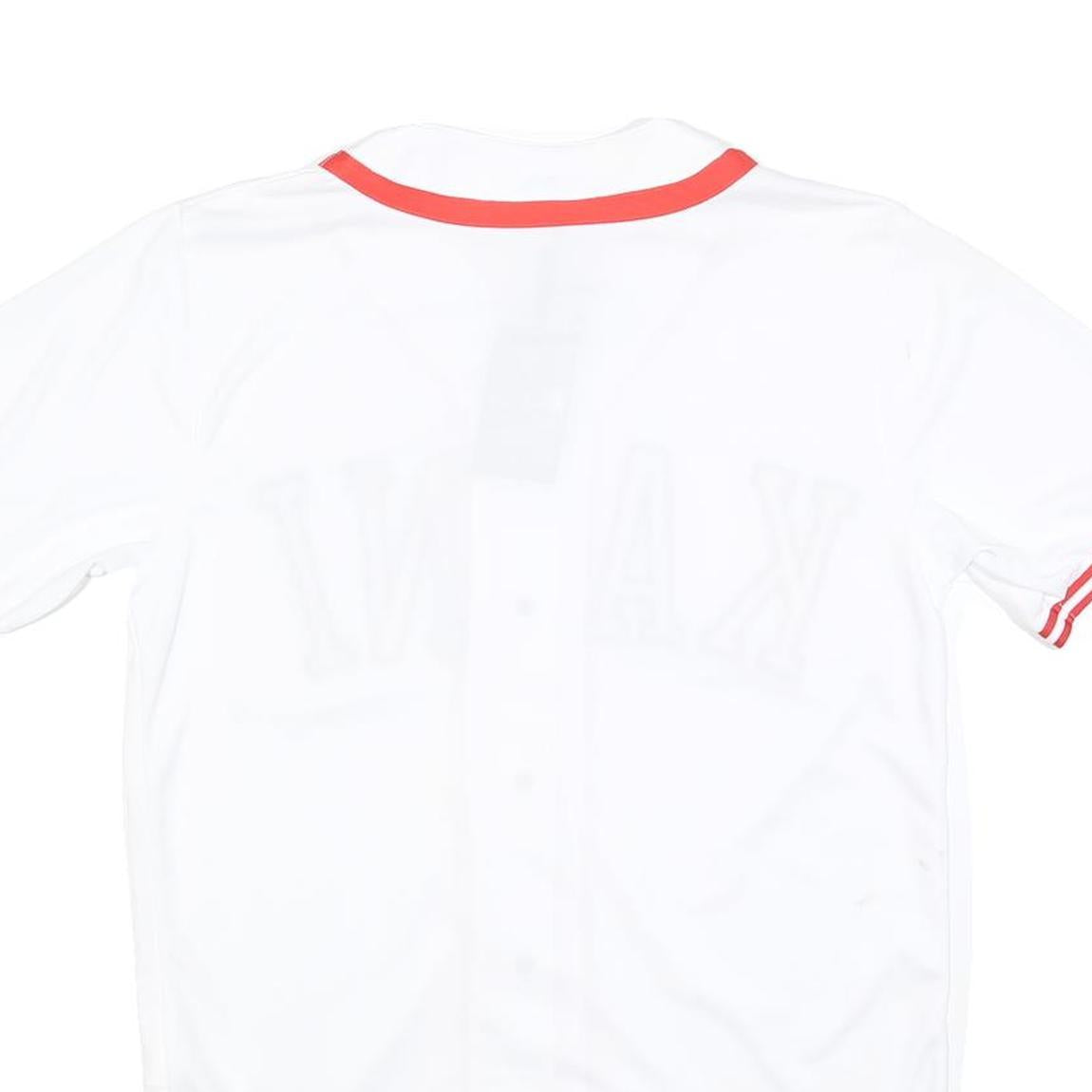 KARL KANI Mens White Red KANI Graphic T-Shirt S Short Sleeve V-Neck Button