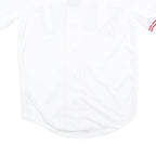 KARL KANI Mens White Red KANI Graphic T-Shirt S Short Sleeve V-Neck Button