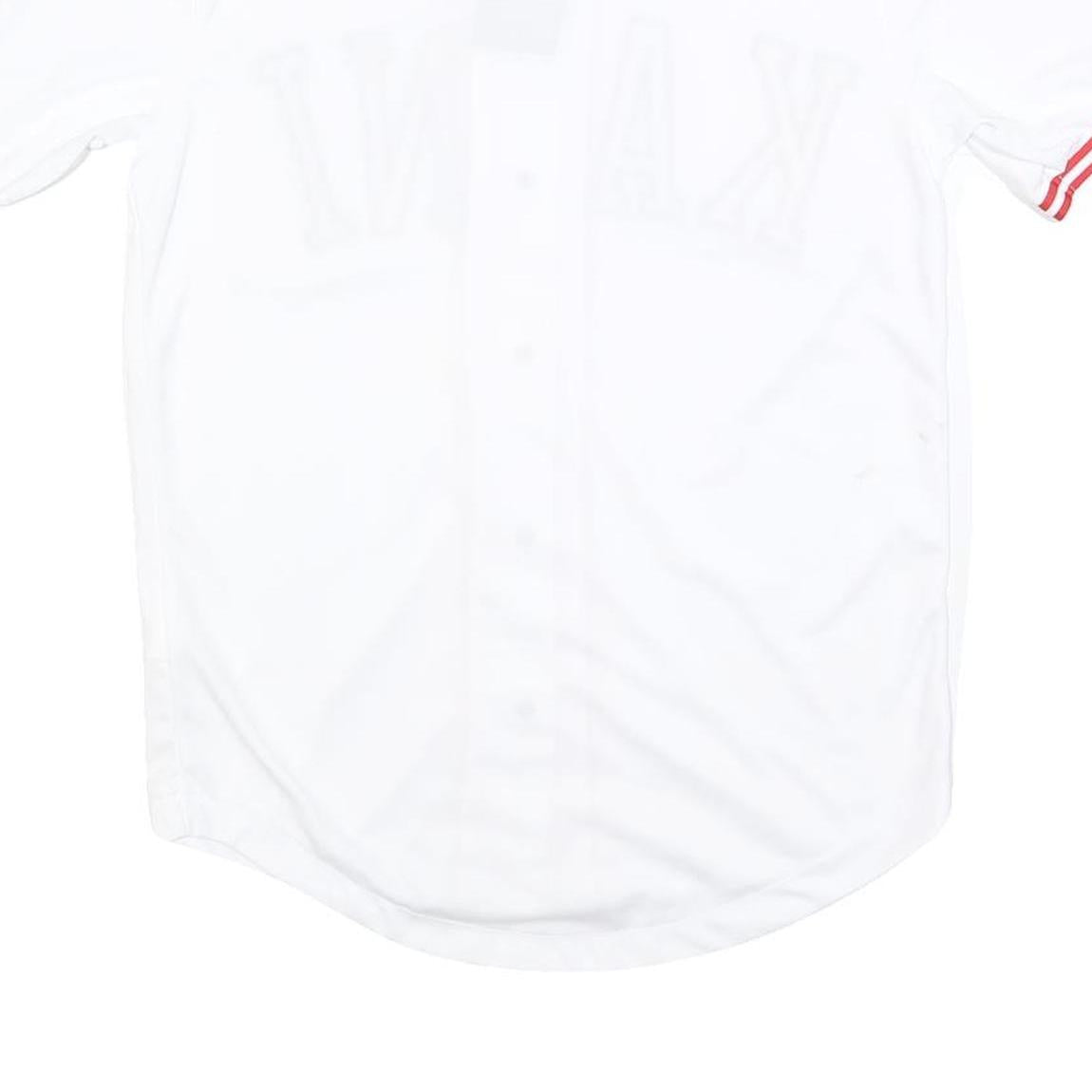 KARL KANI Mens White Red KANI Graphic T-Shirt S Short Sleeve V-Neck Button