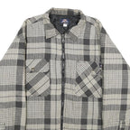 DICKIES Mens Grey & White Plaid Cotton Blend Zip Jacket XL Workwear Casual