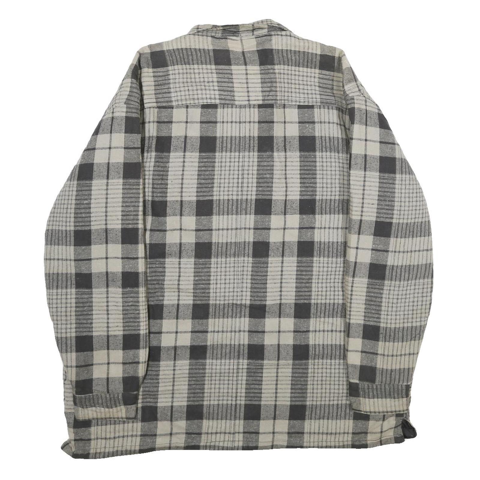 DICKIES Mens Grey & White Plaid Cotton Blend Zip Jacket XL Workwear Casual