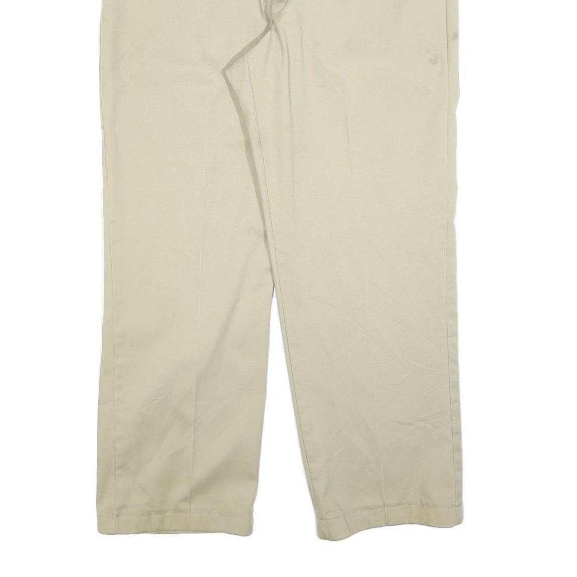 DICKIES Mens Cotton Blend Relaxed Beige Trousers W36 L30 Workwear Zip Closure