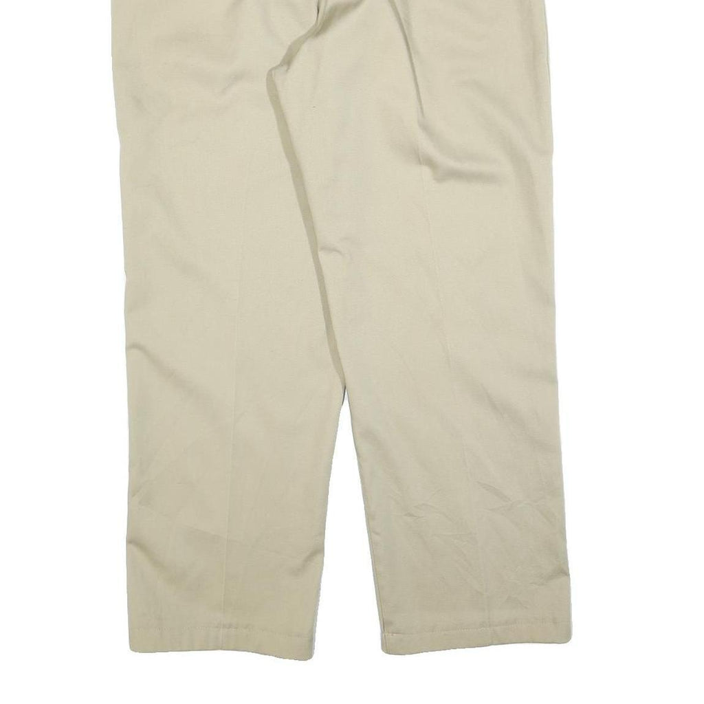 DICKIES Mens Cotton Blend Relaxed Beige Trousers W36 L30 Workwear Zip Closure