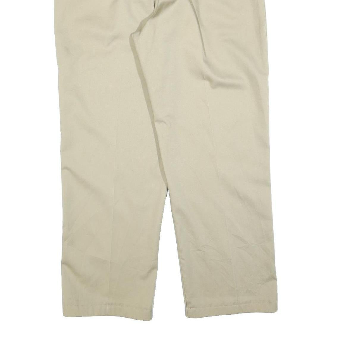 DICKIES Mens Cotton Blend Relaxed Beige Trousers W36 L30 Workwear Zip Closure