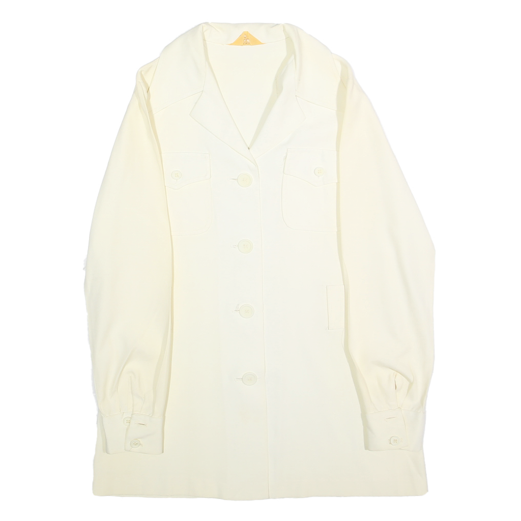 HANG UPS Womens Cream Shirt M Button Front Long Sleeve Pockets