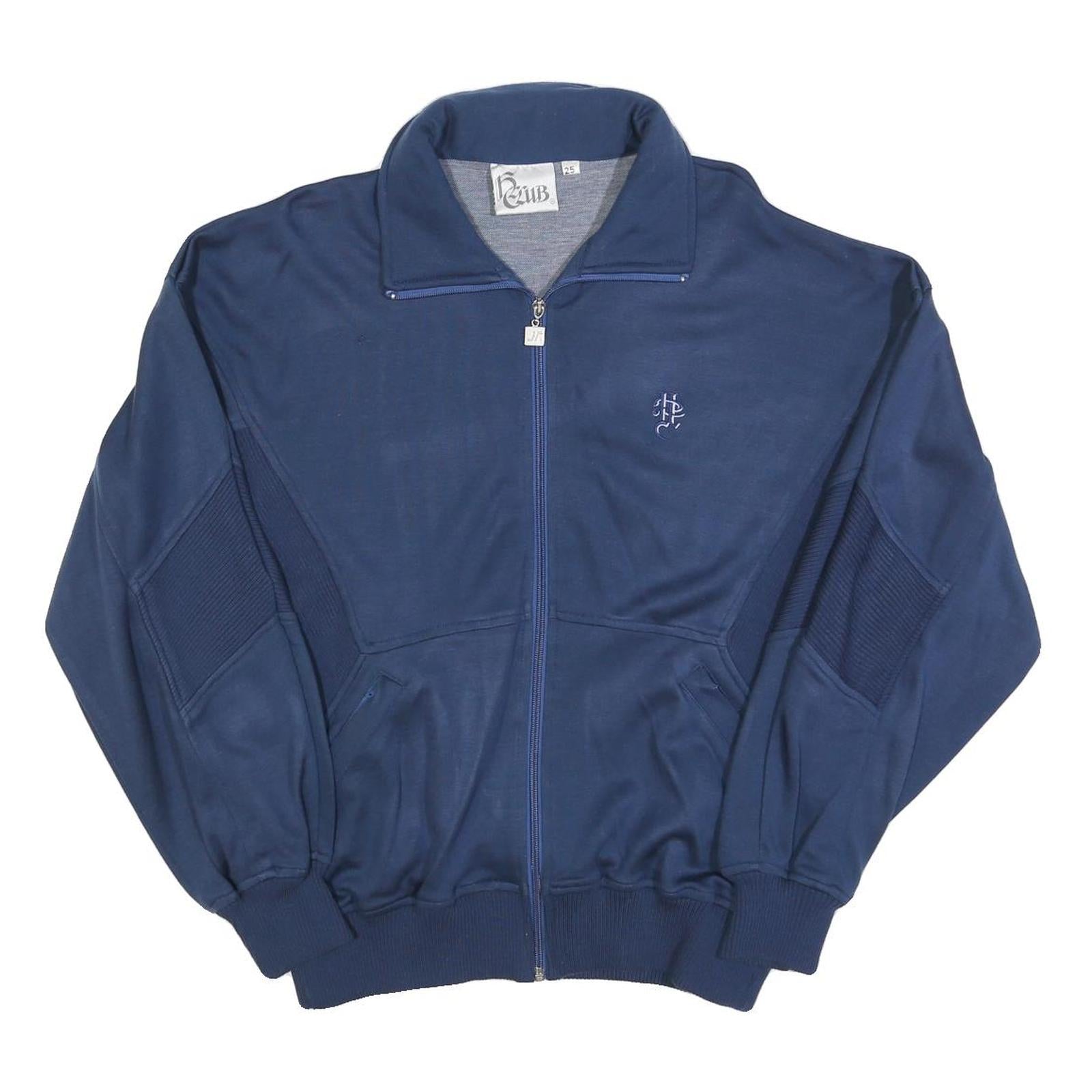 H CLUB Mens Blue Casual Jacket L Cotton Blend Plain Zip Closure Sports Leisure