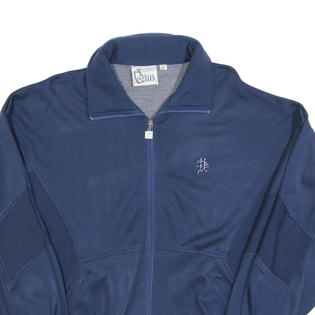 H CLUB Mens Blue Casual Jacket L Cotton Blend Plain Zip Closure Sports Leisure