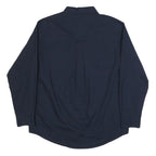 CHAPS Mens Navy Plain Cotton Blend Shirt L Button-Down Collar Long Sleeve