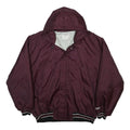 DELONG Mens Maroon Nylon Hooded Zip Jacket 2XL Plain CARAVEL WRESTLING