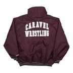 DELONG Mens Maroon Nylon Hooded Zip Jacket 2XL Plain CARAVEL WRESTLING