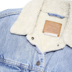 LEVI'S Womens Blue Denim Sherpa Collar Jacket XS Cotton Blend Classic Button