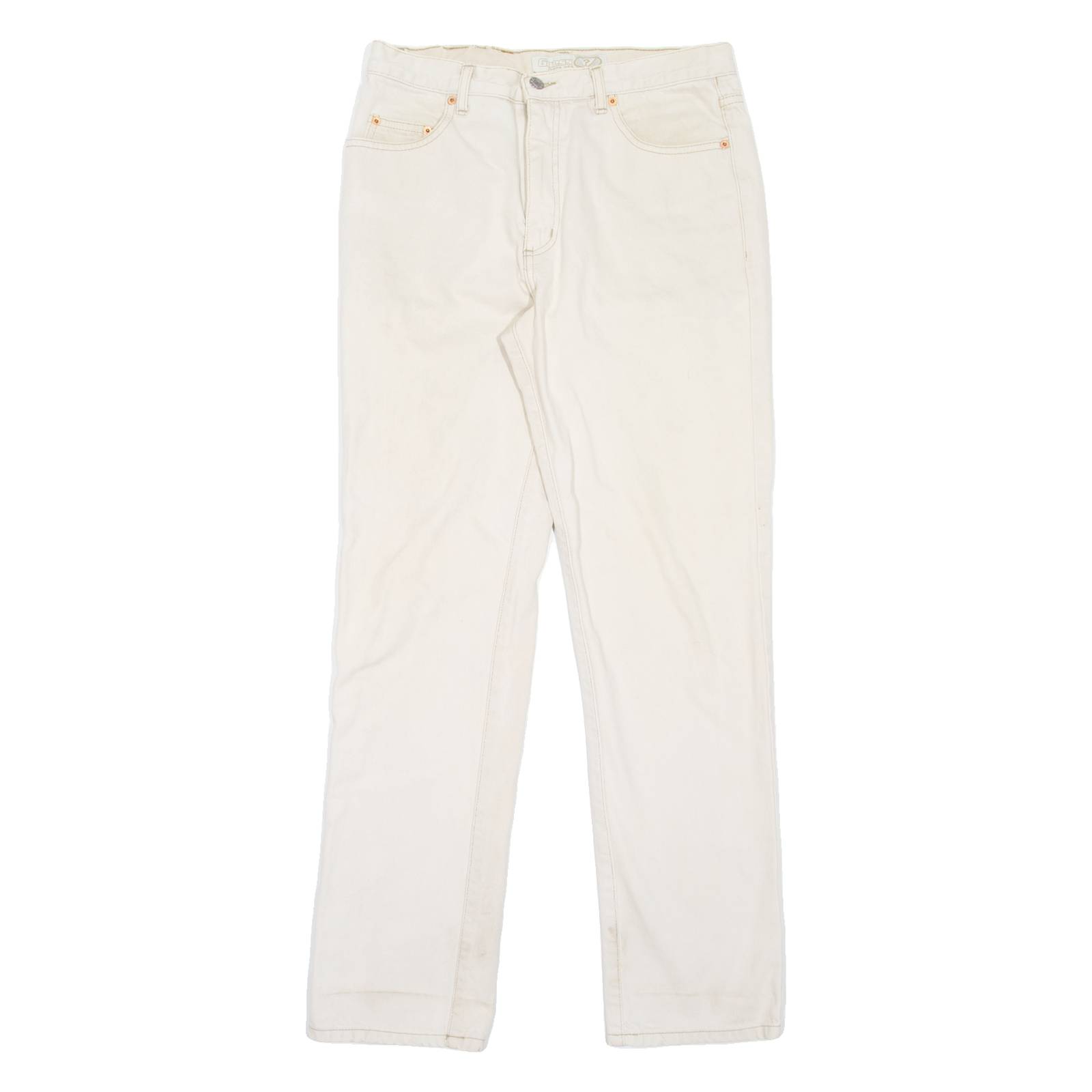 GUESS JEANS Mens Jeans Cream Slim Straight 90s W31 L32