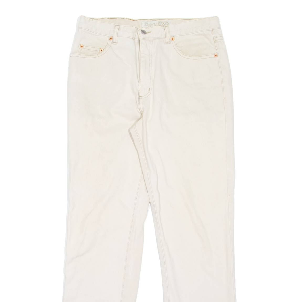 GUESS JEANS Mens Jeans Cream Slim Straight 90s W31 L32