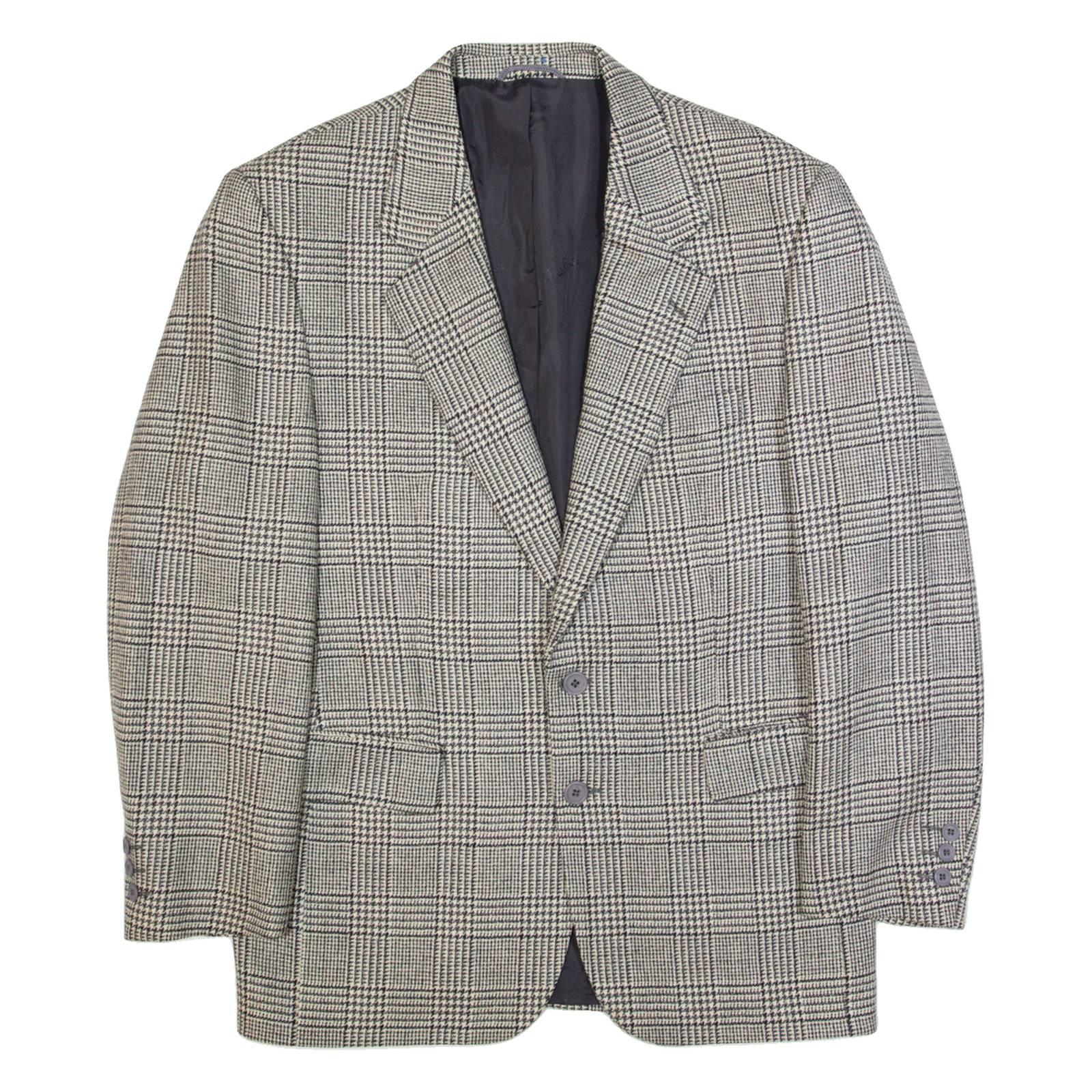 RENATO CAVALLI Mens Blazer Jacket Black Wool Check M