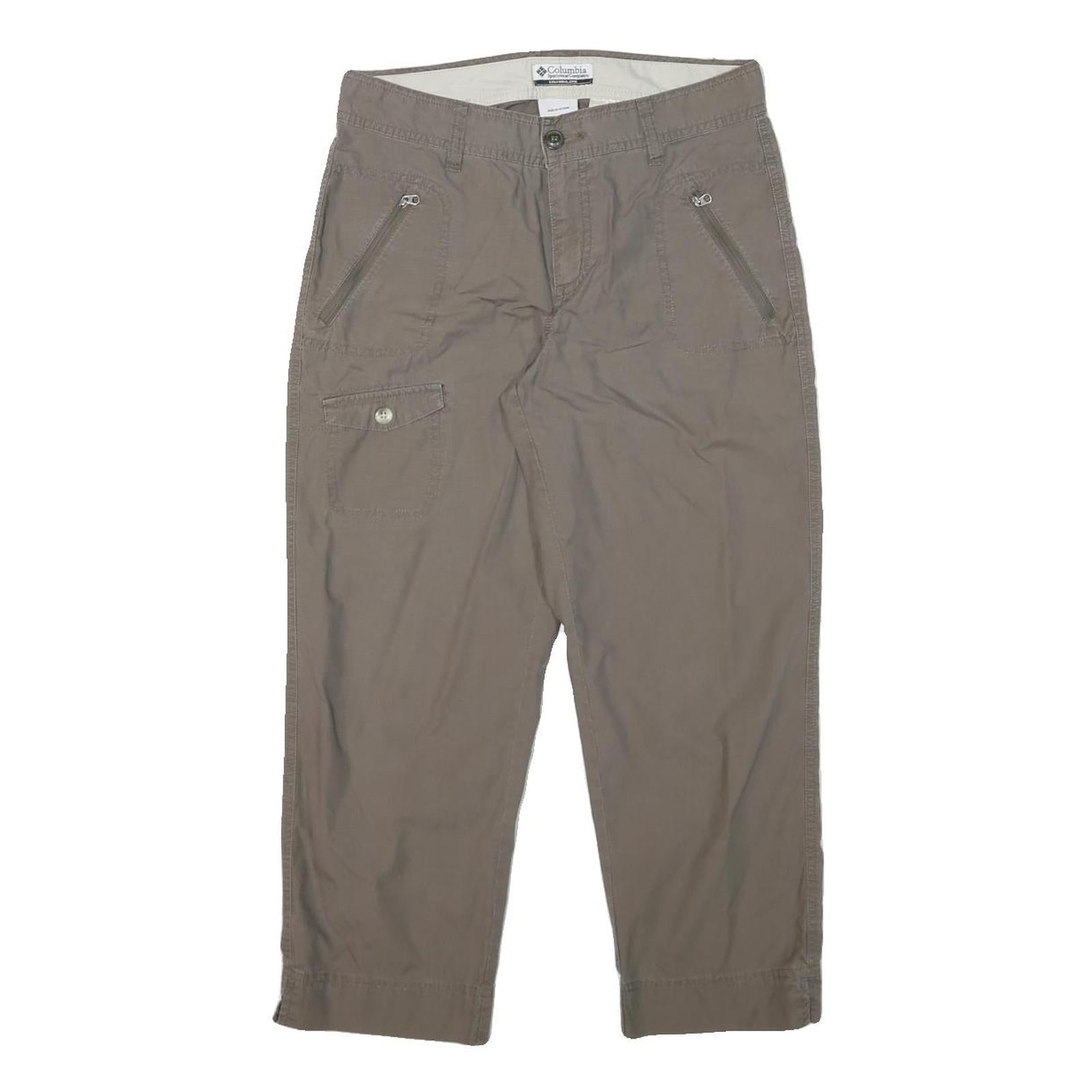 COLUMBIA Womens Cotton Blend Beige Regular Straight Trousers W28 L24 Outdoor Zip