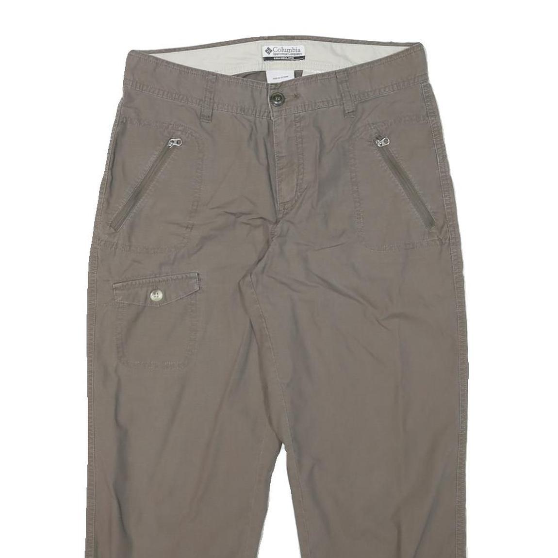 COLUMBIA Womens Cotton Blend Beige Regular Straight Trousers W28 L24 Outdoor Zip