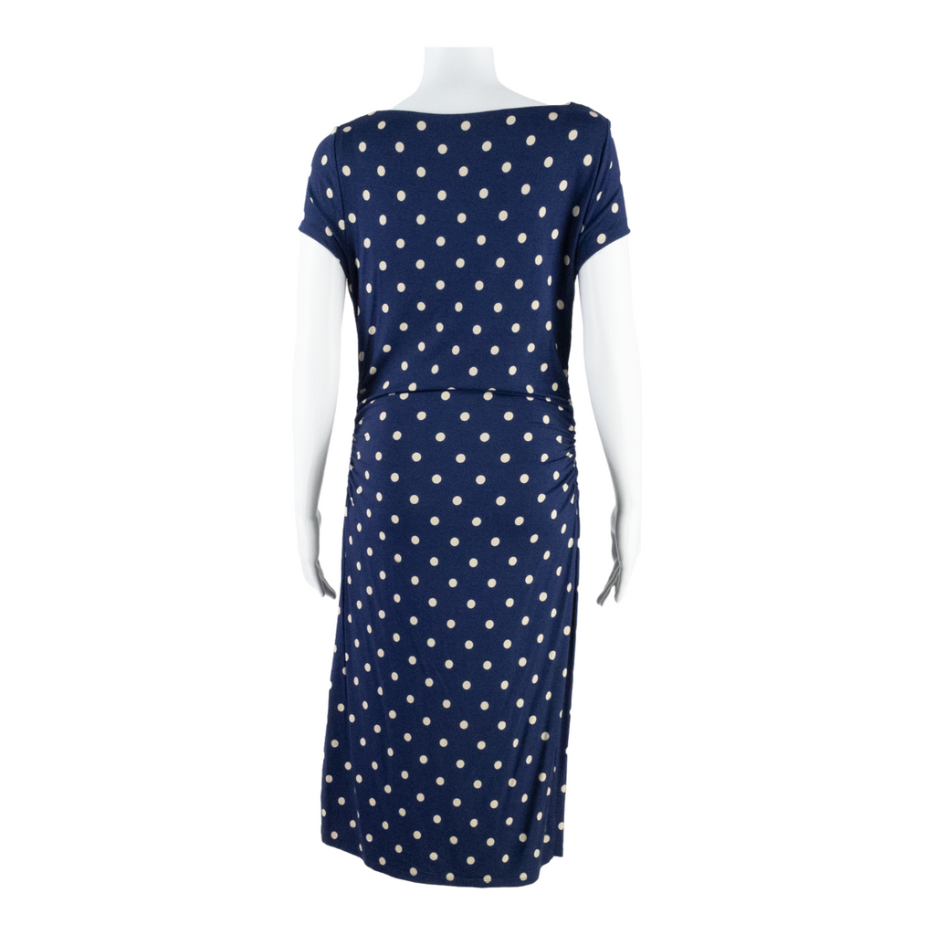 PHASE EIGHT Womens Bodycon Dress Blue Polka Dot Short Sleeve Midi M