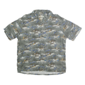 BATIK BAY Mens Grey & Blue Rayon Hawaiian Shirt XL Island Print Casual