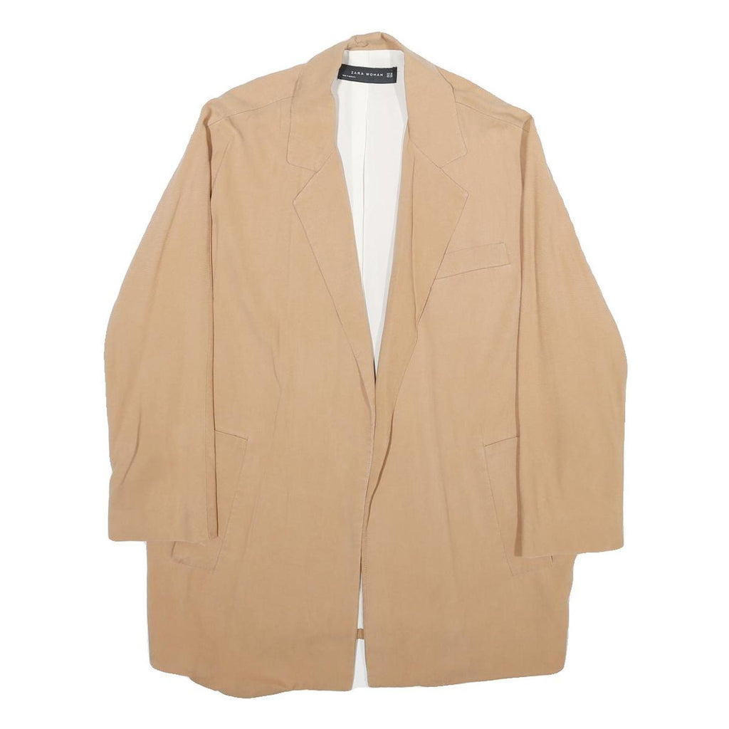 ZARA Womens Beige Oversized Lyocell Jacket XS Casual Lightweight Plain