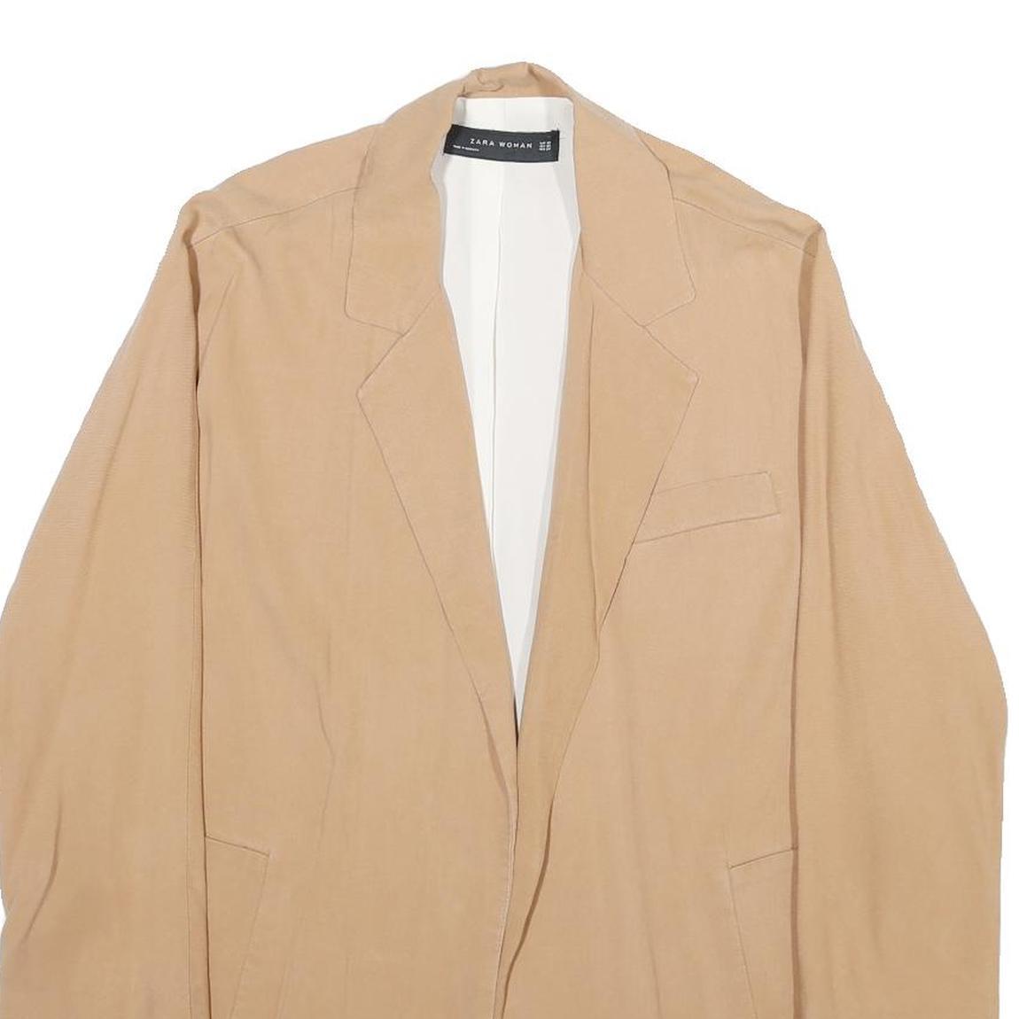 ZARA Womens Beige Oversized Lyocell Jacket XS Casual Lightweight Plain