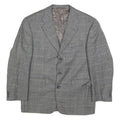 CALVIN COOPER Mens Grey Wool Check Tailored Jacket L Button Closure