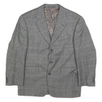 CALVIN COOPER Mens Grey Wool Check Tailored Jacket L Button Closure