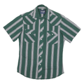 WRANGLER Mens Green & Grey Striped Western Shirt S Cotton Blend Casual Summer