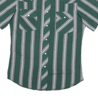 WRANGLER Mens Green & Grey Striped Western Shirt S Cotton Blend Casual Summer