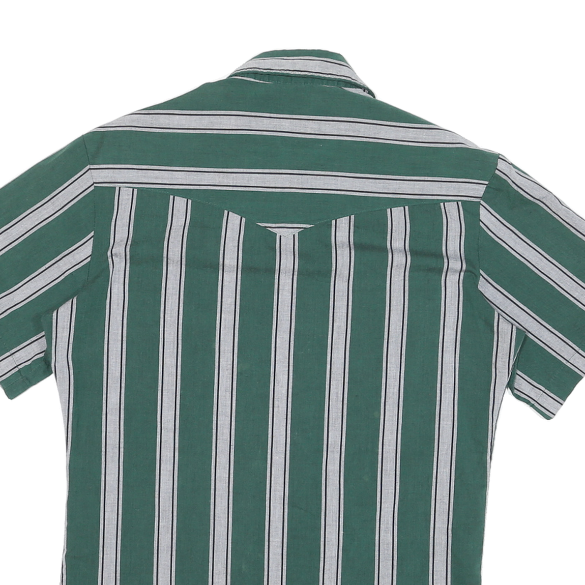 WRANGLER Mens Green & Grey Striped Western Shirt S Cotton Blend Casual Summer