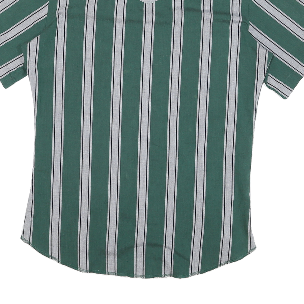 WRANGLER Mens Green & Grey Striped Western Shirt S Cotton Blend Casual Summer
