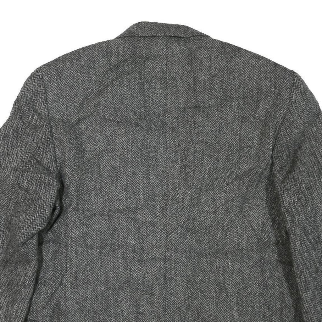 Mens Grey Button Jacket M Cotton Blend Herringbone Classic Smart Casual