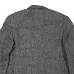 Mens Grey Button Jacket M Cotton Blend Herringbone Classic Smart Casual