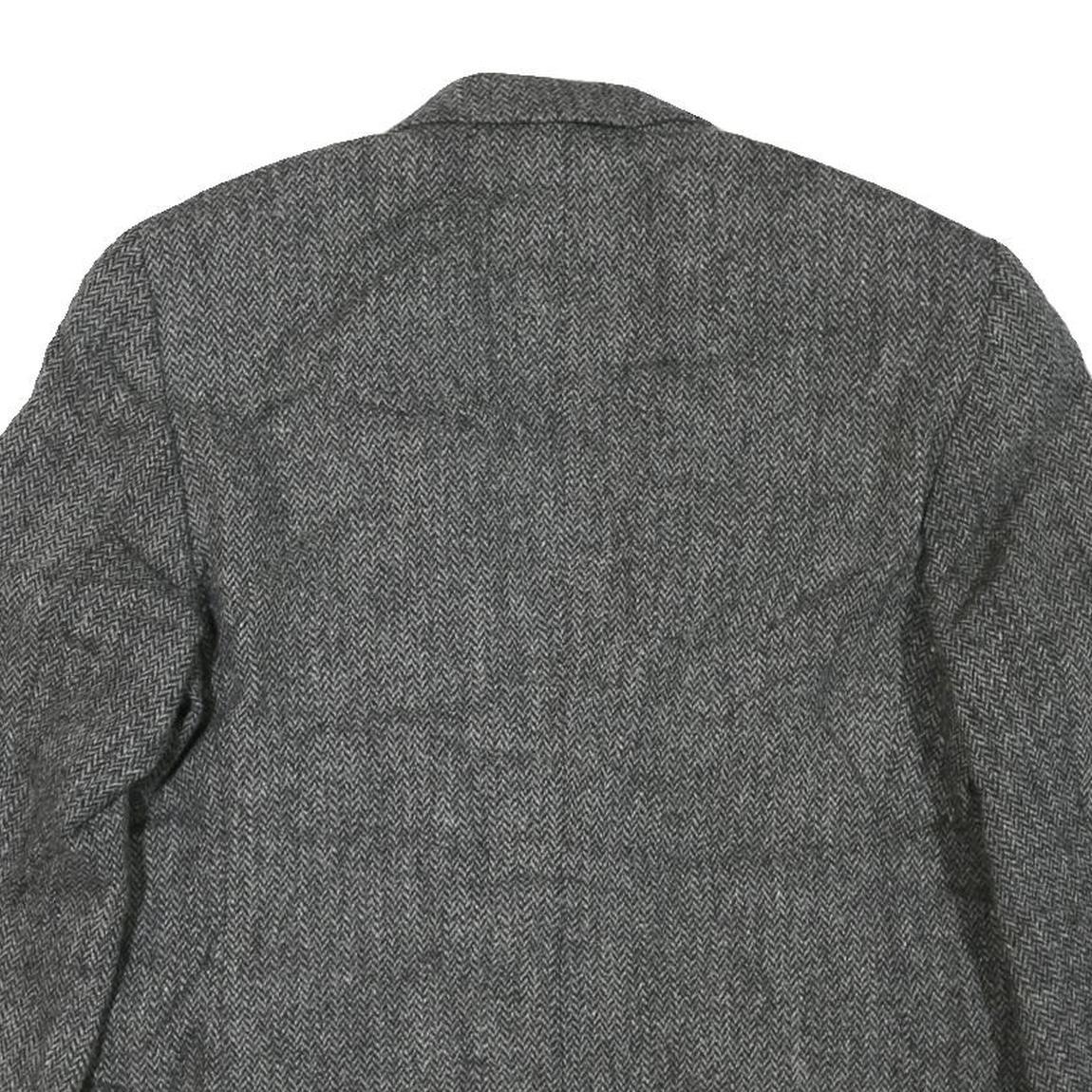 Mens Grey Button Jacket M Cotton Blend Herringbone Classic Smart Casual