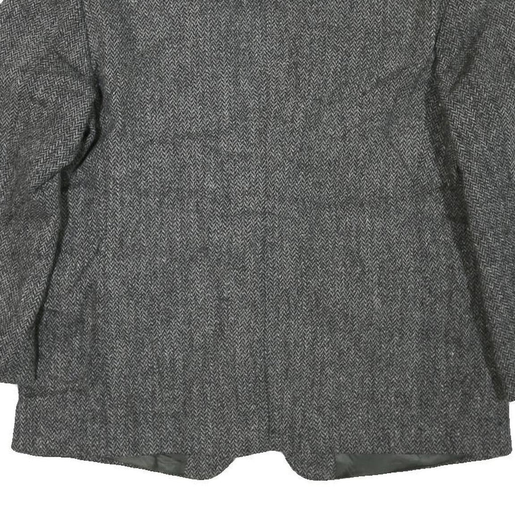 Mens Grey Button Jacket M Cotton Blend Herringbone Classic Smart Casual