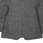 Mens Grey Button Jacket M Cotton Blend Herringbone Classic Smart Casual