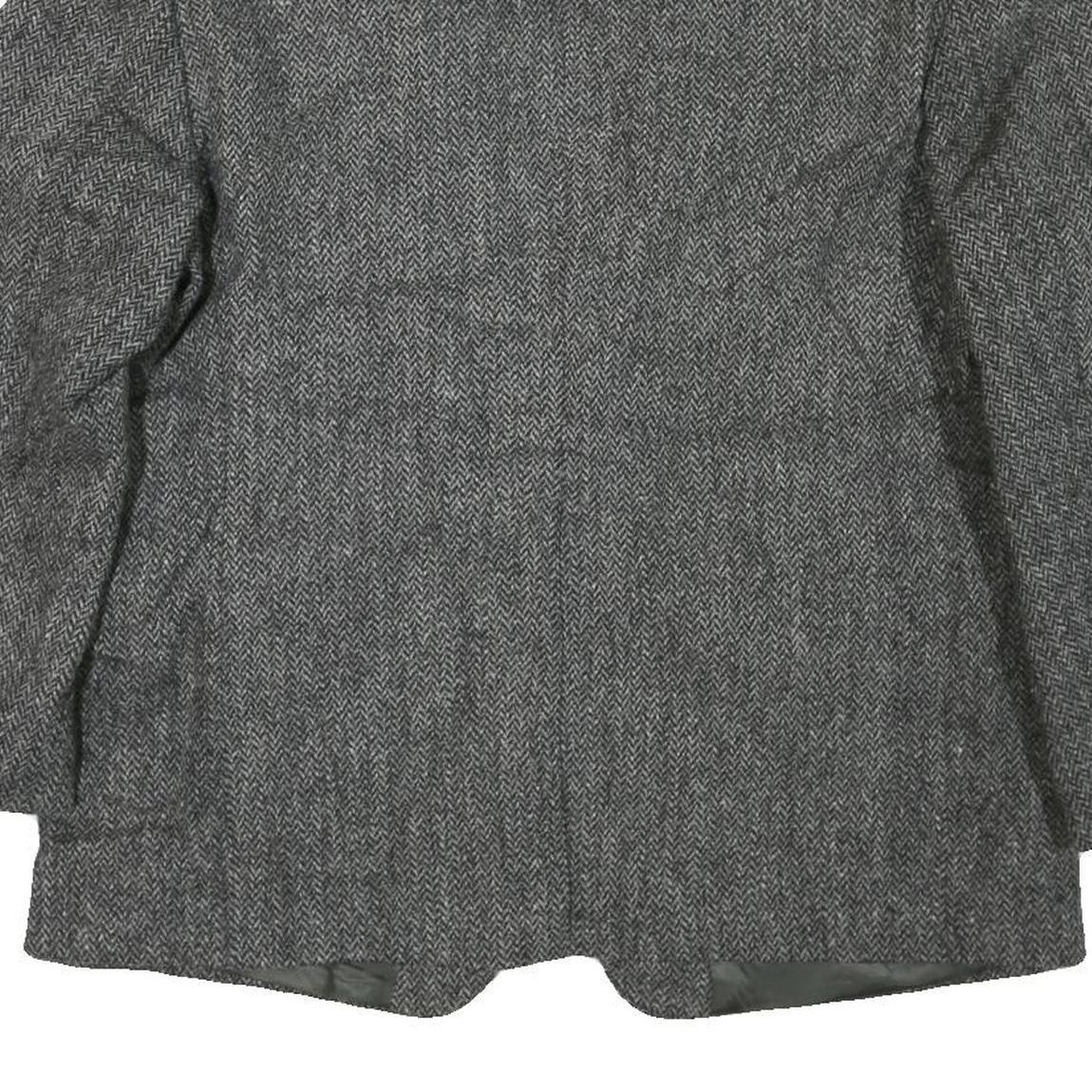 Mens Grey Button Jacket M Cotton Blend Herringbone Classic Smart Casual