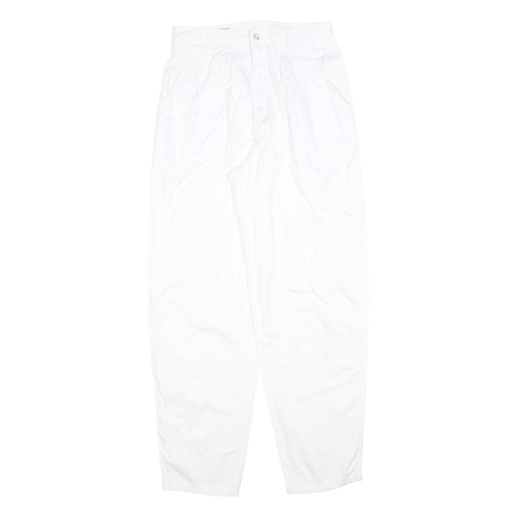 ESPRIT Womens Cotton Blend White Relaxed Tapered Trousers W28 L31 Casual Summer